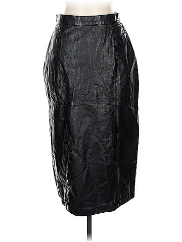 Lord & Taylor Black Leather Pencil Skirt (view 2)