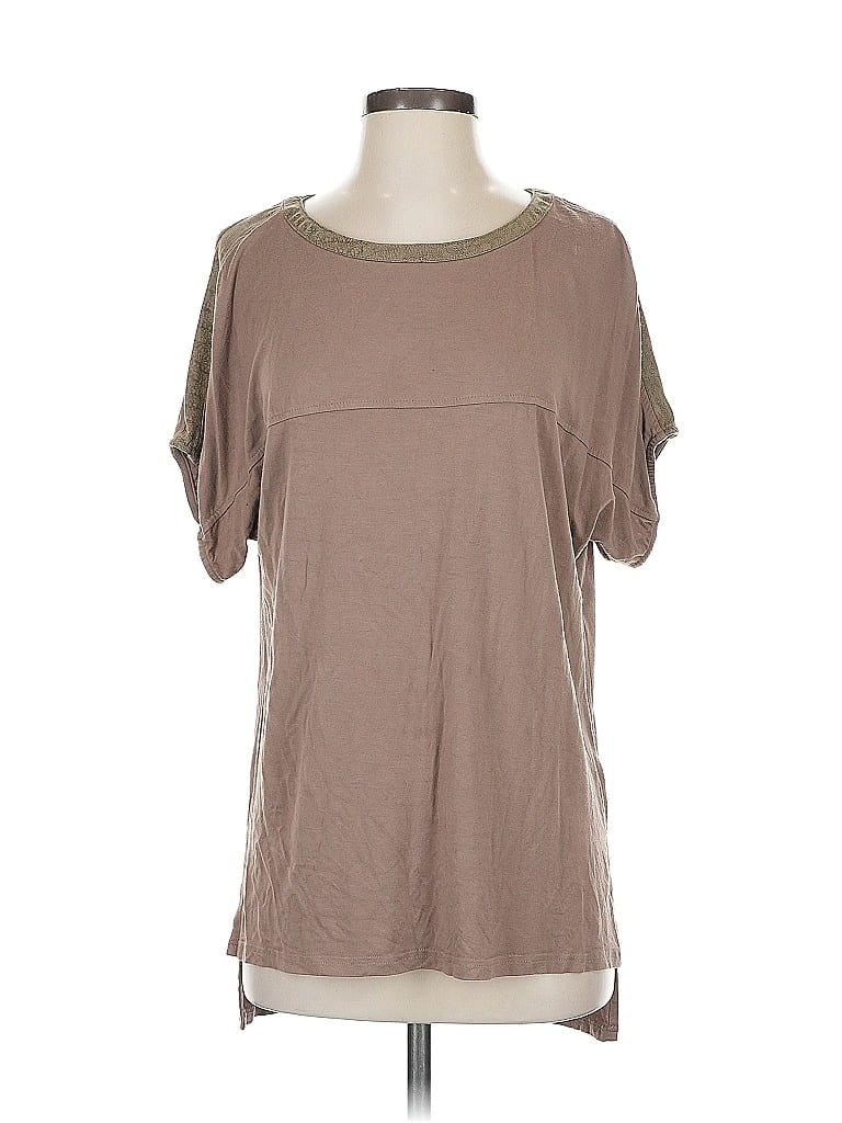 Pre-owned Loveriche Short Sleeve Top Brown Cold Shoulder Neckline Tops