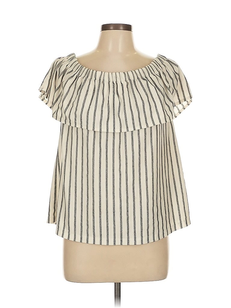 Pre-owned Banana Republic Factory Store Short Sleeve Blouse In White