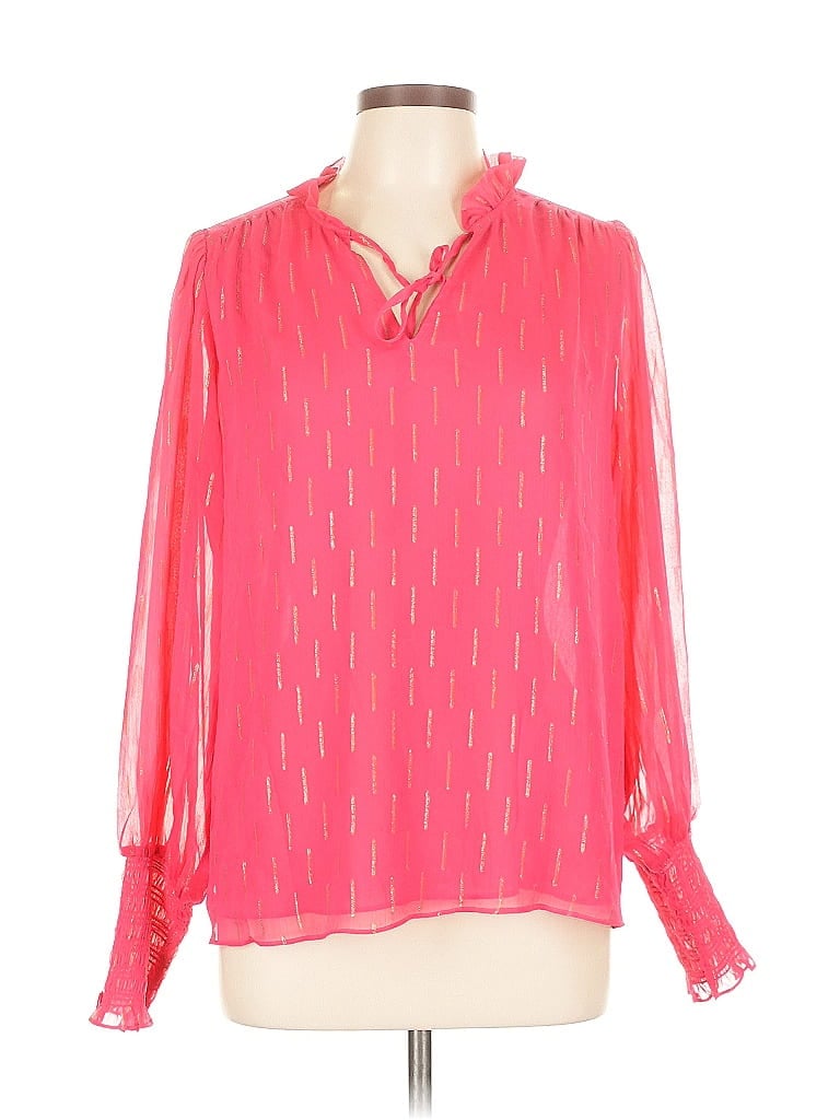 Pre-owned Maison D' Amelie Long Sleeve Blouse In Pink