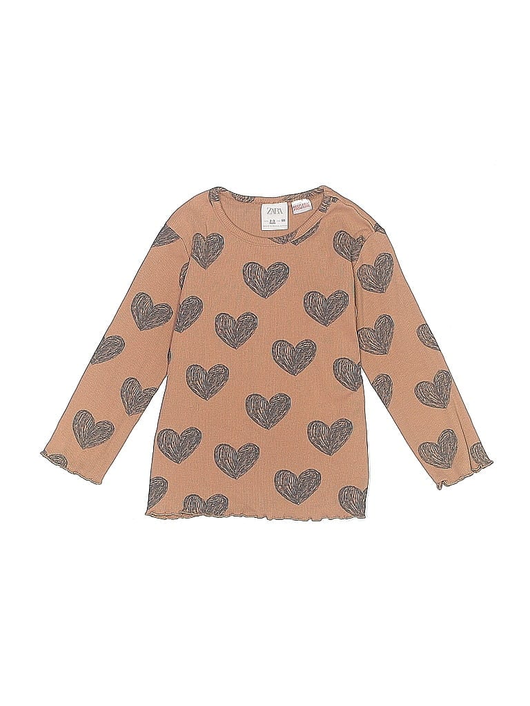 Zara Baby Hearts Brown Long Sleeve T-Shirt Size 2T - photo 1