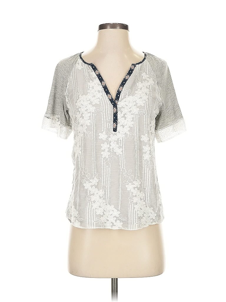 Tiny 100% Rayon Silver Short Sleeve Blouse Size S - photo 1
