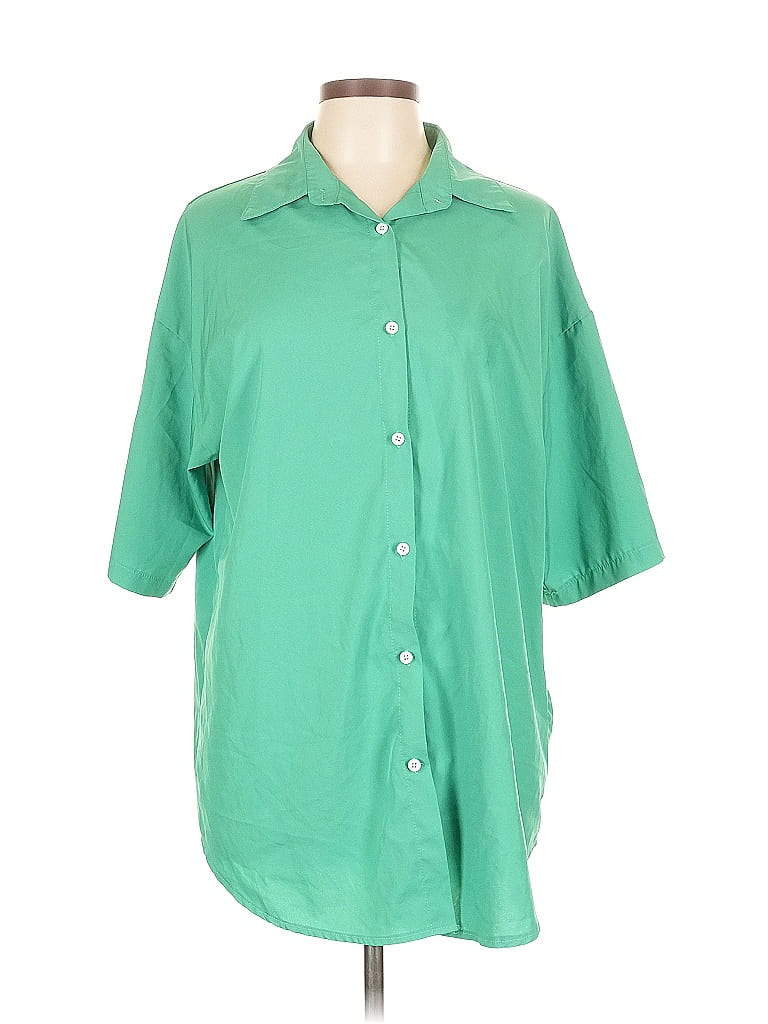 Pre-owned Unbranded 3/4 Sleeve Blouse In Green