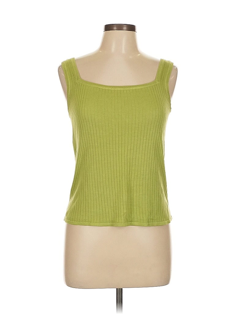 August Silk 100% Silk Green Sleeveless Silk Top Size L - photo 1