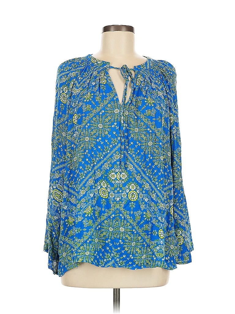 Pre-owned Scoop Long Sleeve Blouse In Blue