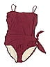 Sundance Solid Burgundy One Piece Swimsuit Size 10 - photo 1