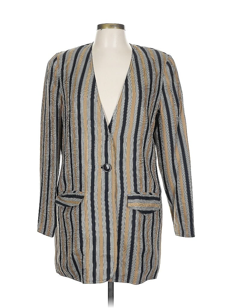 Pre-owned Anne Crimmins For Umi Collection Silk Blazer Jacket In Brown