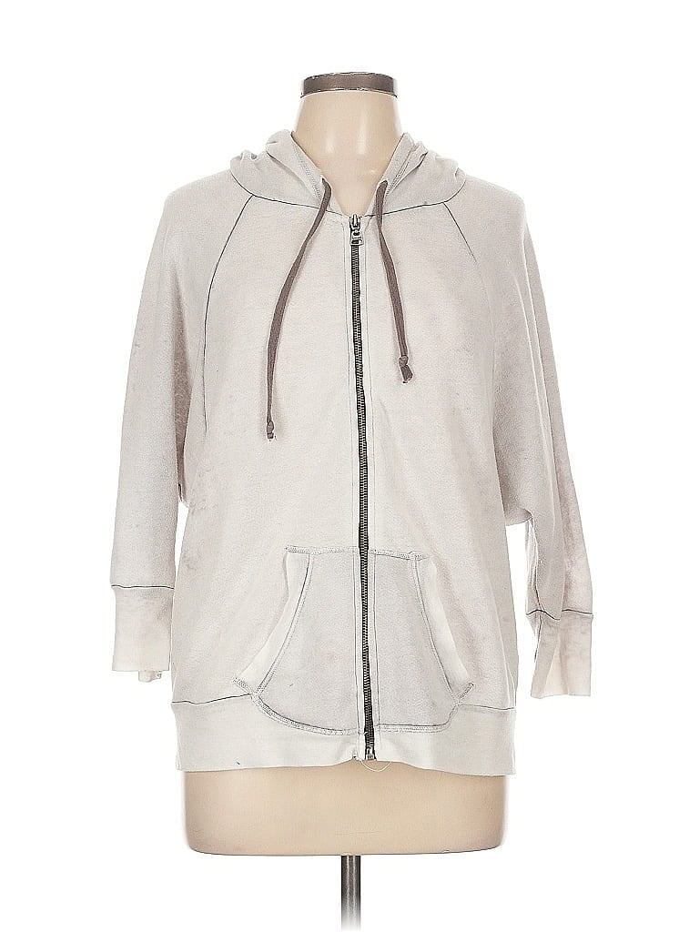 Pre-owned Splendid Zip Up Hoodie In Gray