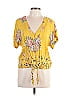 Miss Me 100% Viscose Yellow Short Sleeve Blouse Size L - photo 1