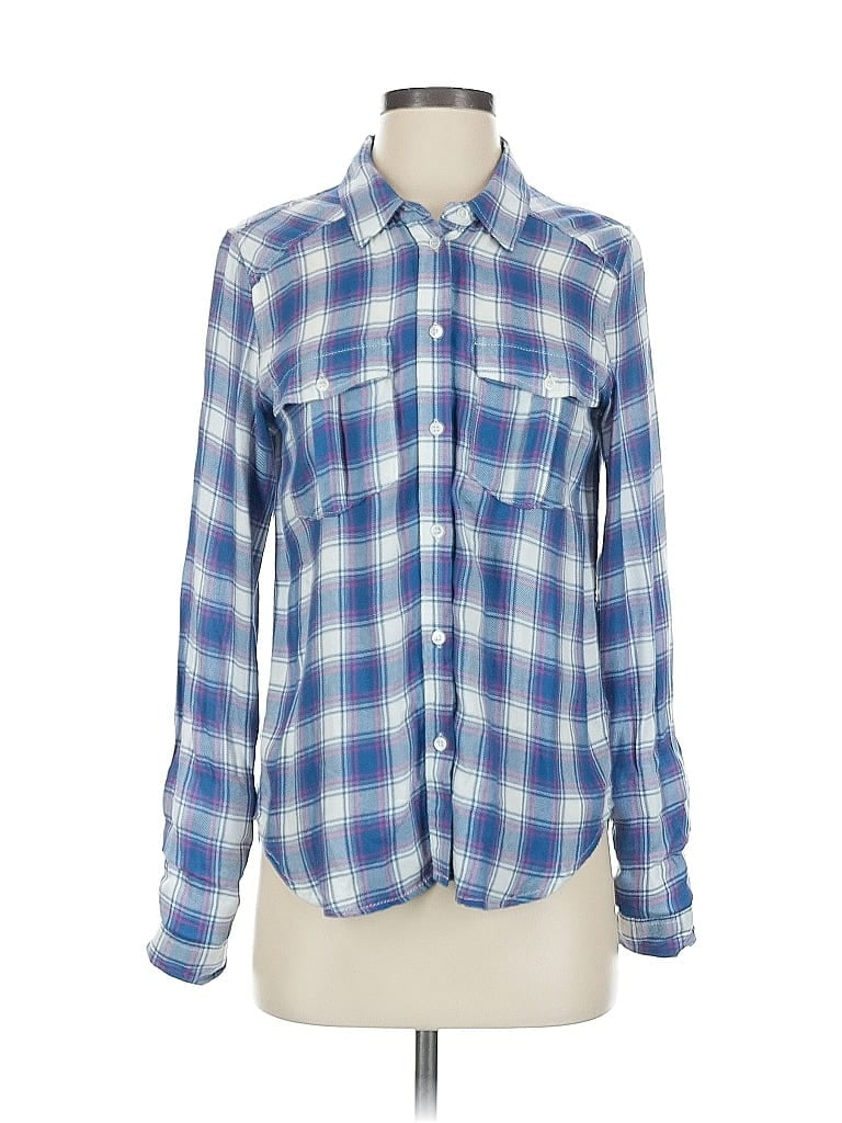 Pre-owned Paige Long Sleeve Button Down Shirt In Blue