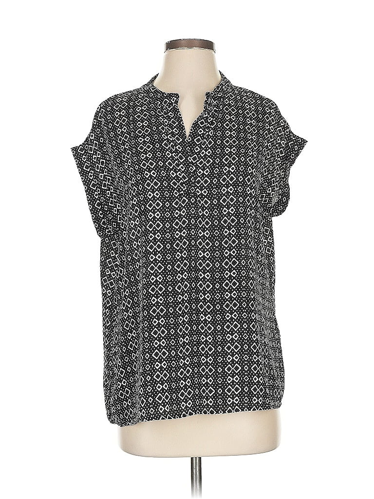 Pre-owned Pleione Short Sleeve Blouse In Black