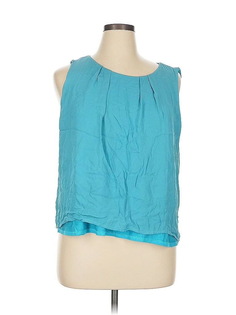 Doncaster Collection 100% Silk Teal Sleeveless Silk Top Size 16 - photo 1