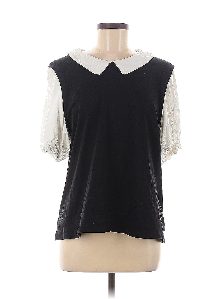 Hot Topic Color Block Black Short Sleeve Blouse Size 7 - photo 1