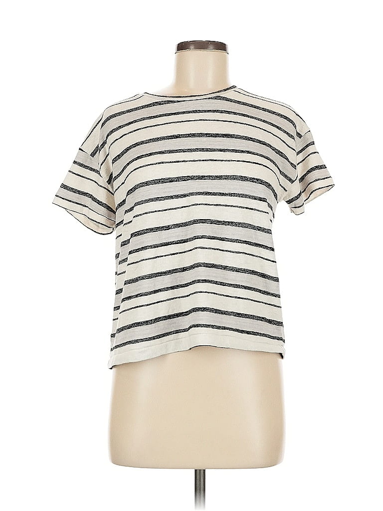 Lou & Grey Stripes Ivory Black Short Sleeve T-Shirt Size M - photo 1