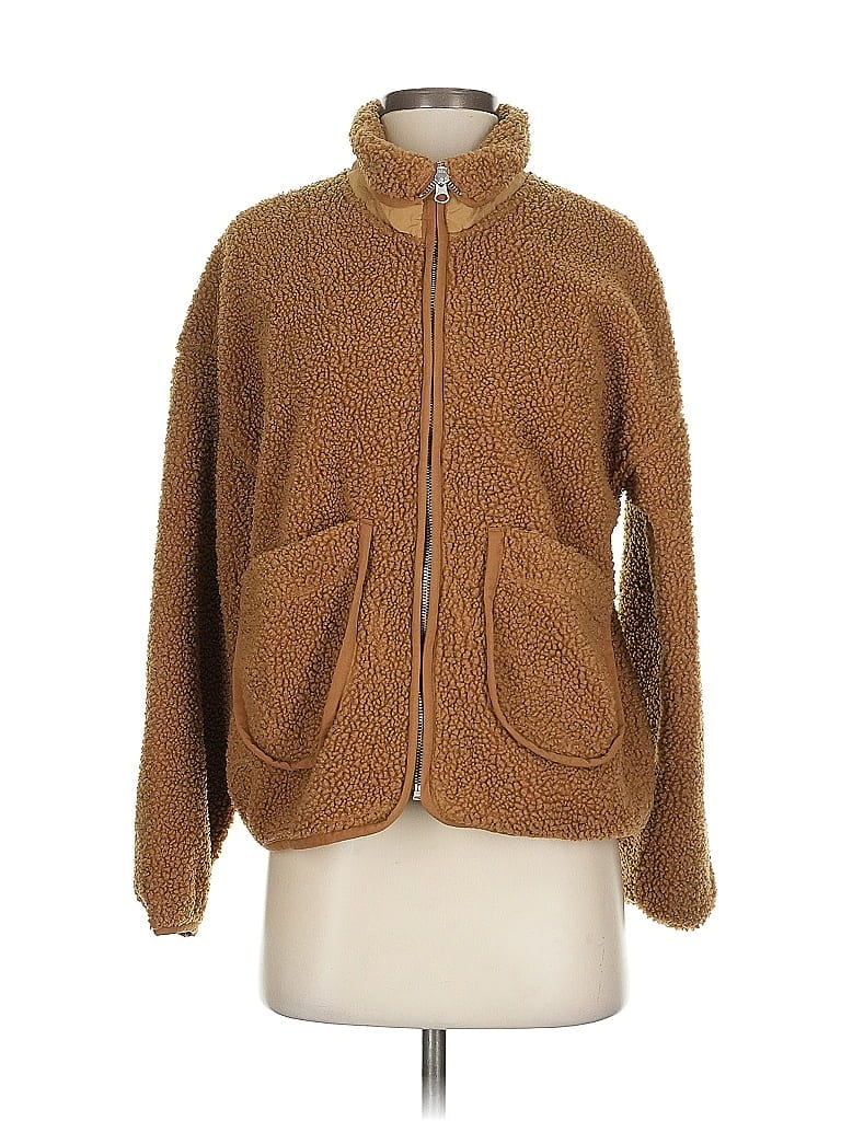 Free Assembly 100% Recycled Polyester Brown Faux Fur Jacket Size S - photo 1