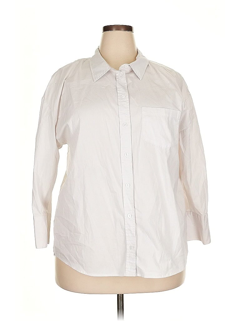 Pre-owned Liverpool Los Angeles 3/4 Sleeve Button Down Shirt In White