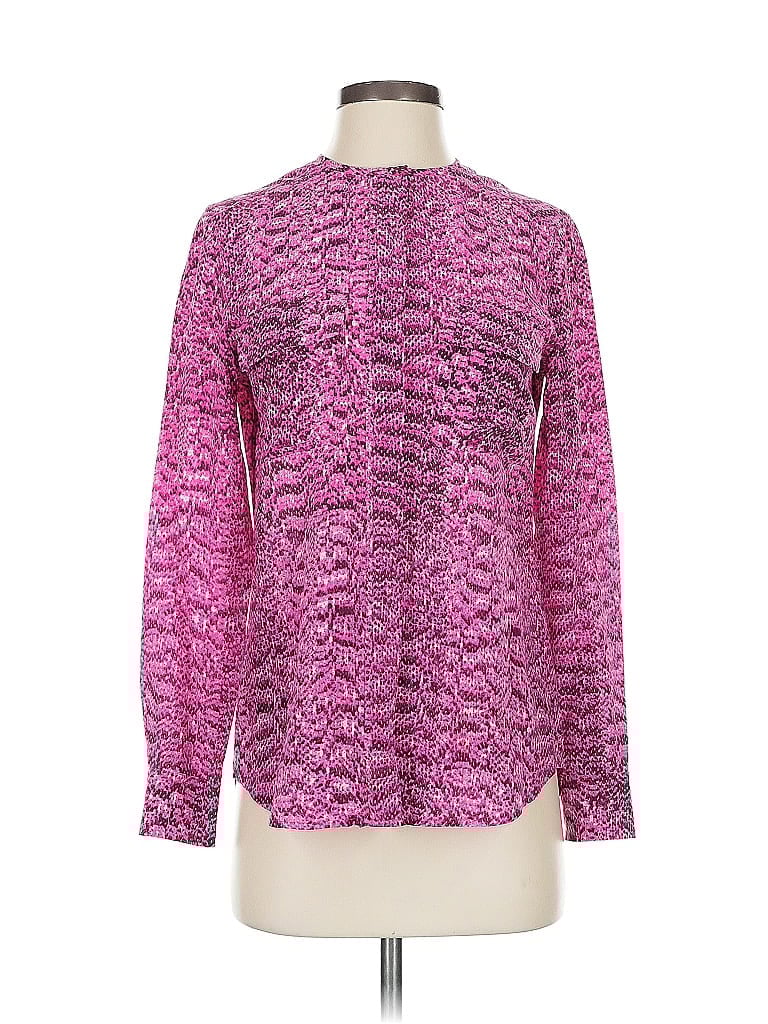 Click to view more detailed imagery on our partner's website Pre-owned Equipment Long Sleeve Silk Top Pink Mock Neckline Tops