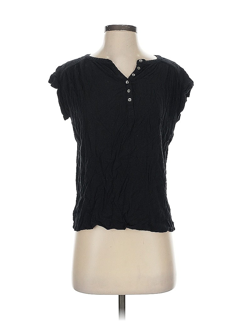 Ann Taylor LOFT 100% Rayon Black Short Sleeve Henley Size S - photo 1