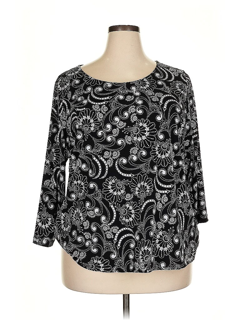 Ruby Rd. Black 3/4 Sleeve Blouse Size 2X - photo 1