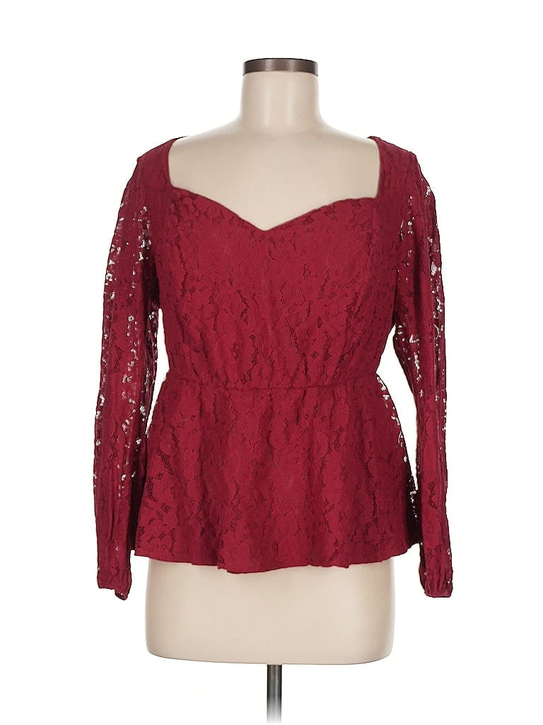 Pre-owned Torrid Long Sleeve Blouse In Burgundy