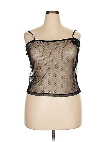 Ashley Stewart Black Sheer Top with Polka Dots (view 1)