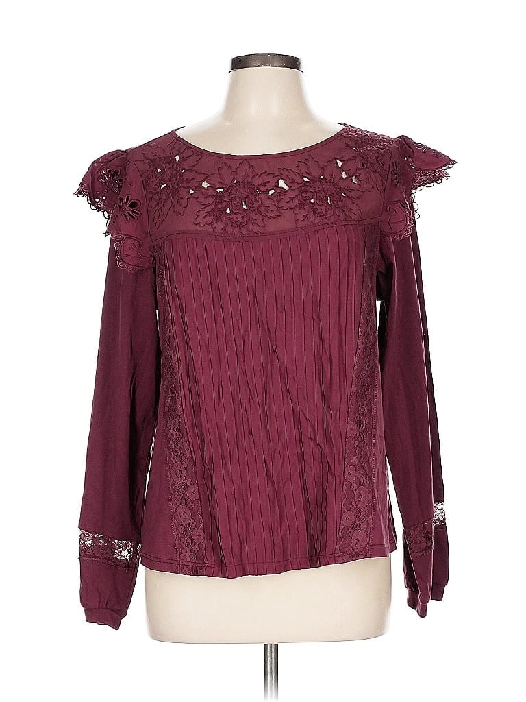 Tiny 100% Cotton Burgundy Long Sleeve Blouse Size L - photo 1