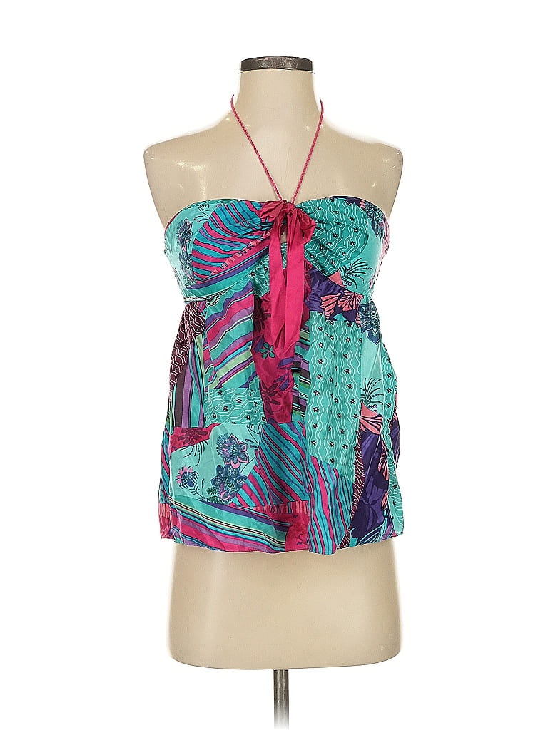 Guess Jeans 100% Silk Teal Blue Sleeveless Silk Top Size S - photo 1