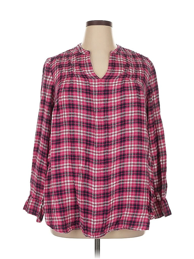 Pre-owned Lane Bryant Long Sleeve Blouse In Pink