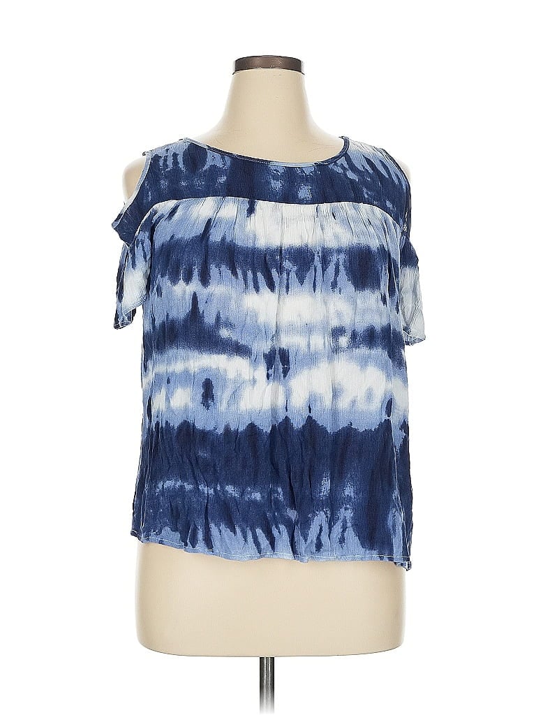 Pre-owned Tantrums Short Sleeve Blouse In Blue