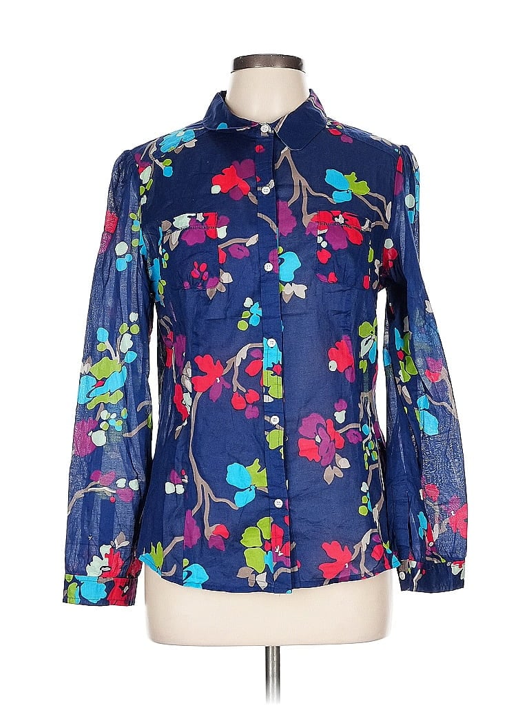 Pre-owned Old Navy Long Sleeve Blouse In Blue