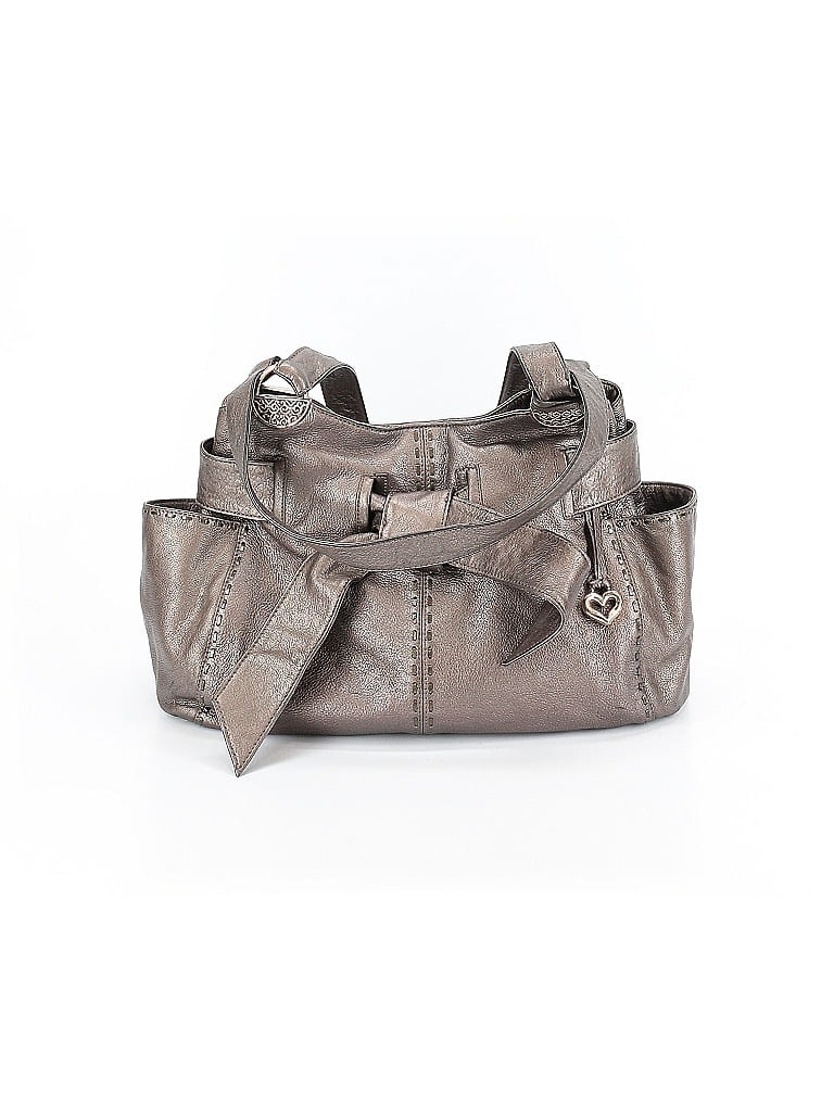 Brighton 100% Leather Metallic Silver Gray Leather Shoulder Bag One size - photo 1