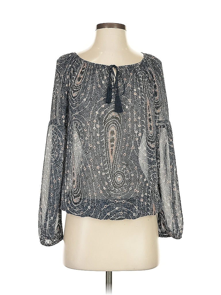 Pre-owned Lucky Brand Long Sleeve Blouse In Gray