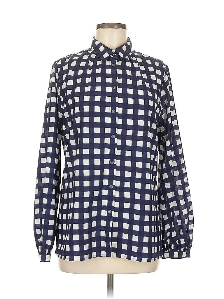 Pre-owned Banana Republic Long Sleeve Blouse In Blue