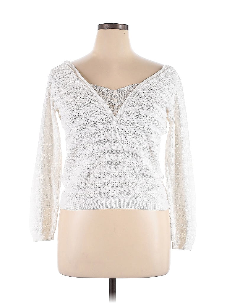 LA MAILLE SEZANE Paris 100% Cotton White Long Sleeve Top Size XL - photo 1