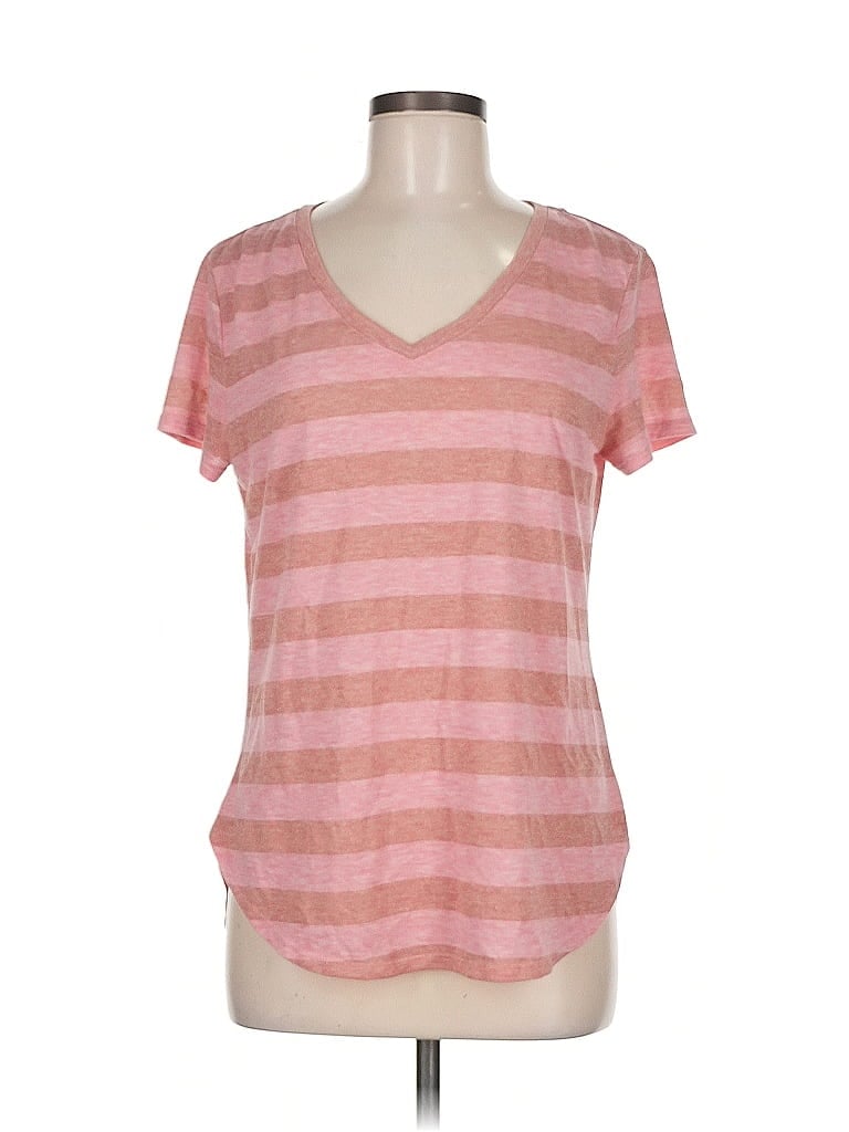 Soho JEANS NEW YORK & COMPANY Stripes Pink Short Sleeve T-Shirt Size M - photo 1