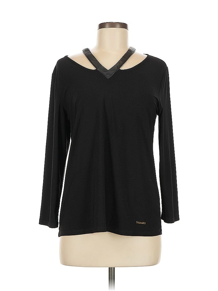 Pre-owned Nine West 3/4 Sleeve Top Black Open Neckline Tops
