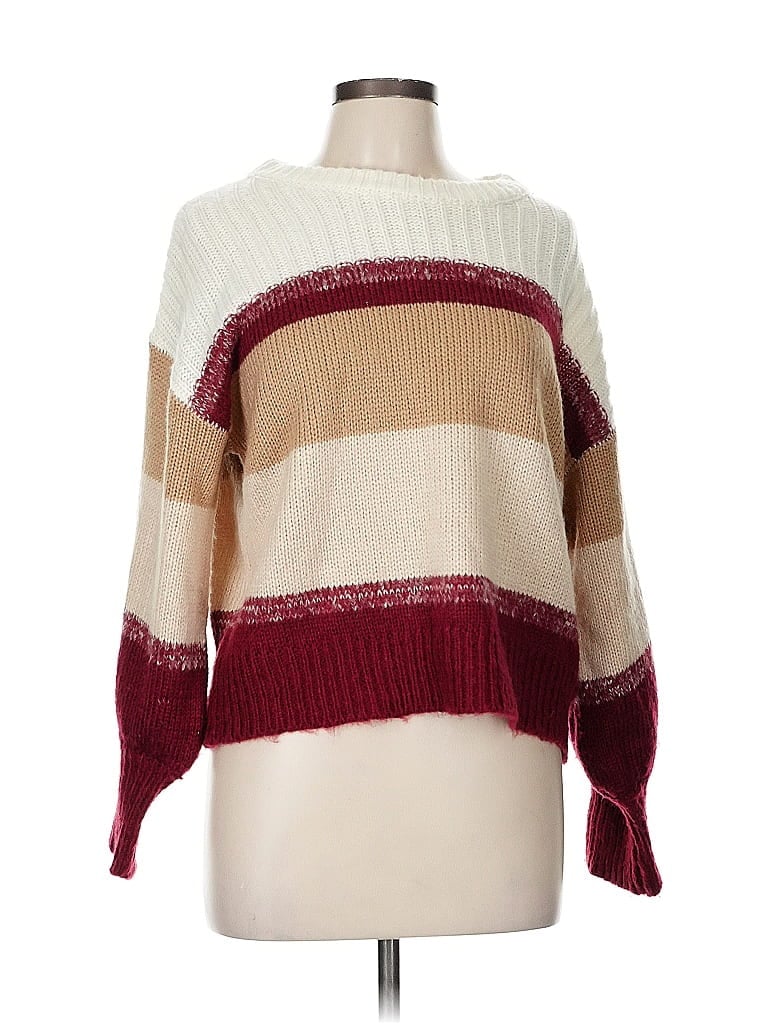 Storia 100% Acrylic Color Block Burgundy Pullover Sweater Size M - photo 1