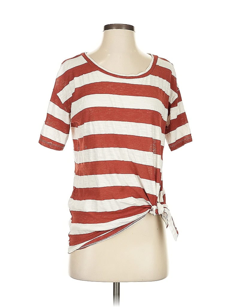 Mystree Stripes Red Short Sleeve T-Shirt Size S - photo 1