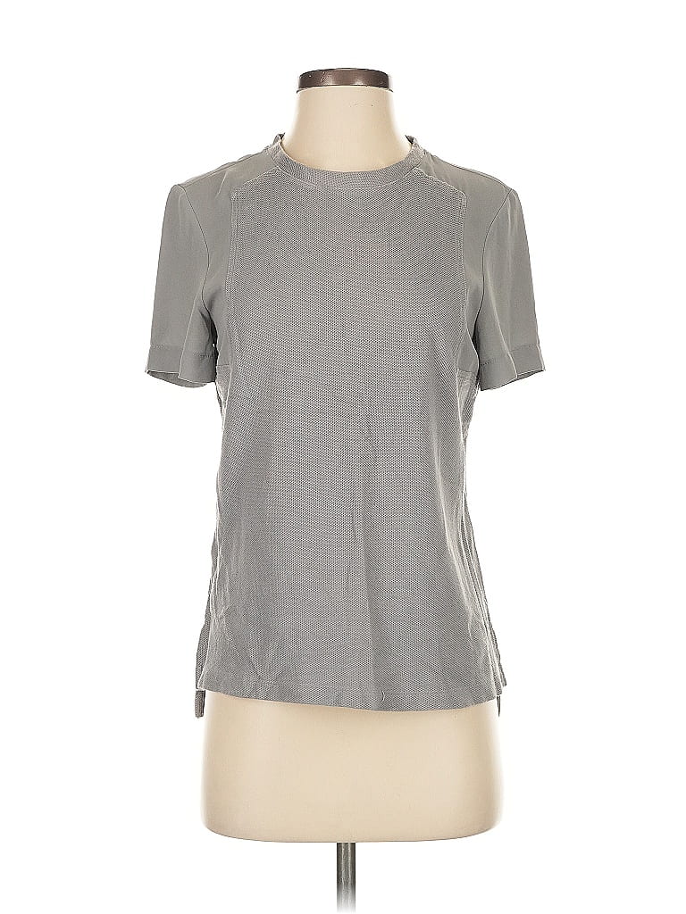 Pre-owned Lou & Grey Short Sleeve Top Gray Keyhole Neckline Tops