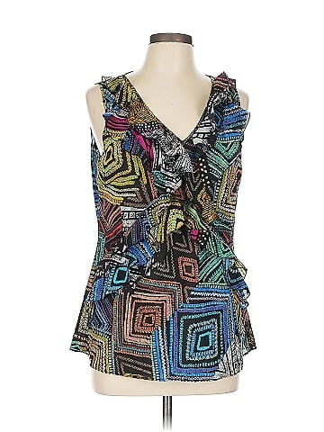 Spense Vibrant Geometric Black Sleeveless Top (view 1)