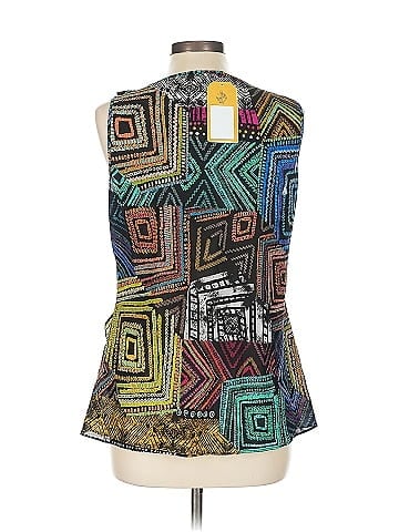 Spense Vibrant Geometric Black Sleeveless Top (view 2)
