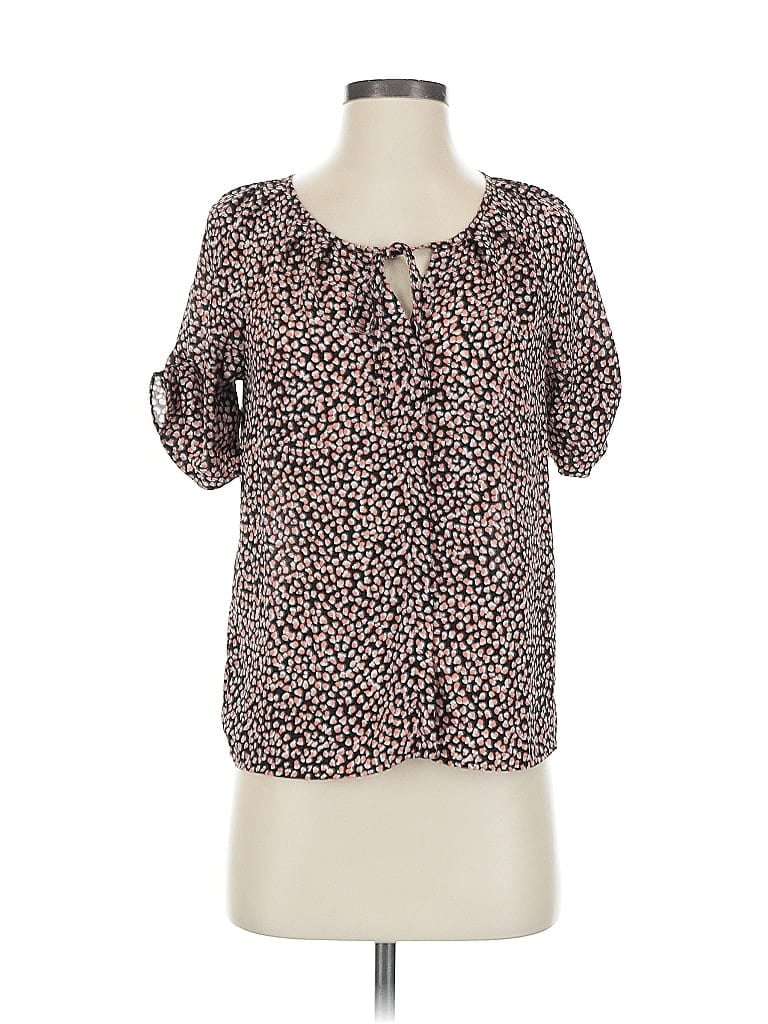 Pre-owned Ann Taylor Factory Short Sleeve Blouse In Brown