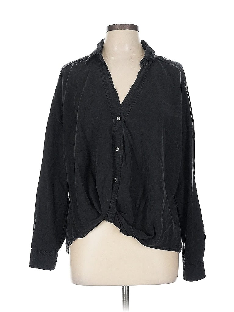 Saks Fifth Avenue 100% Lyocell Black Long Sleeve Blouse Size L - photo 1