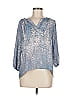 Rose + Olive 100% Polyester Blue 3/4 Sleeve Blouse Size M - photo 1