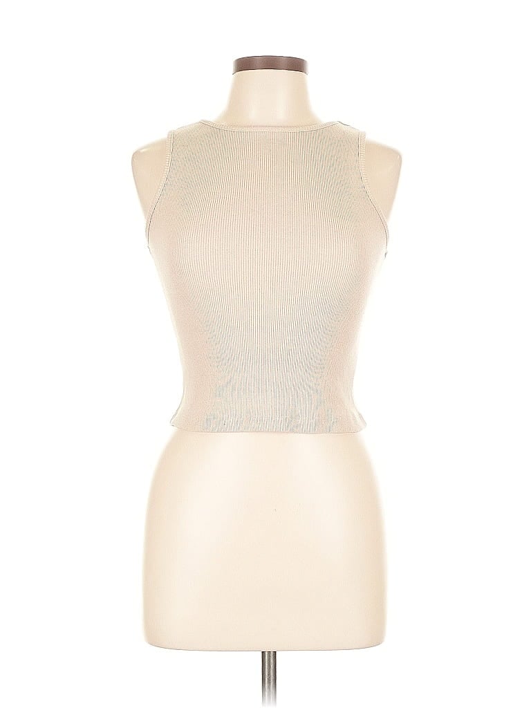 Pre-owned Boohoo Tank Top Ivory Halter Neckline Tops In White