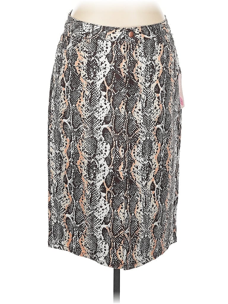Eva Mendes by New York & Company Paisley Silver Casual Skirt Size L - photo 1