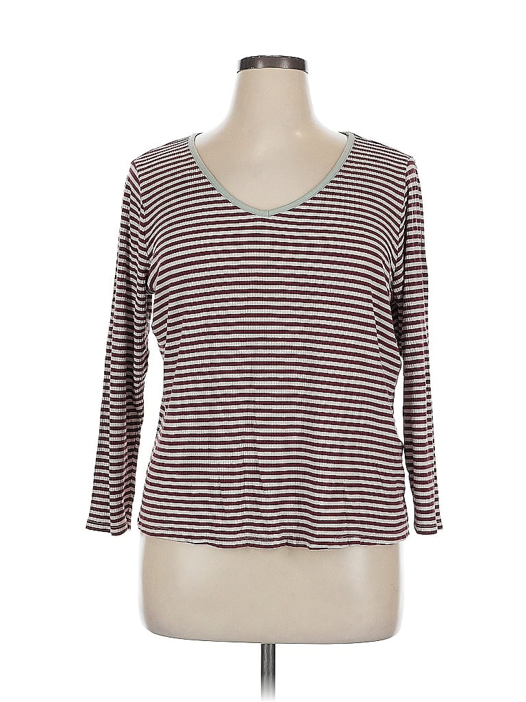 Pre-owned Vero Moda 3/4 Sleeve T-shirt In Burgundy