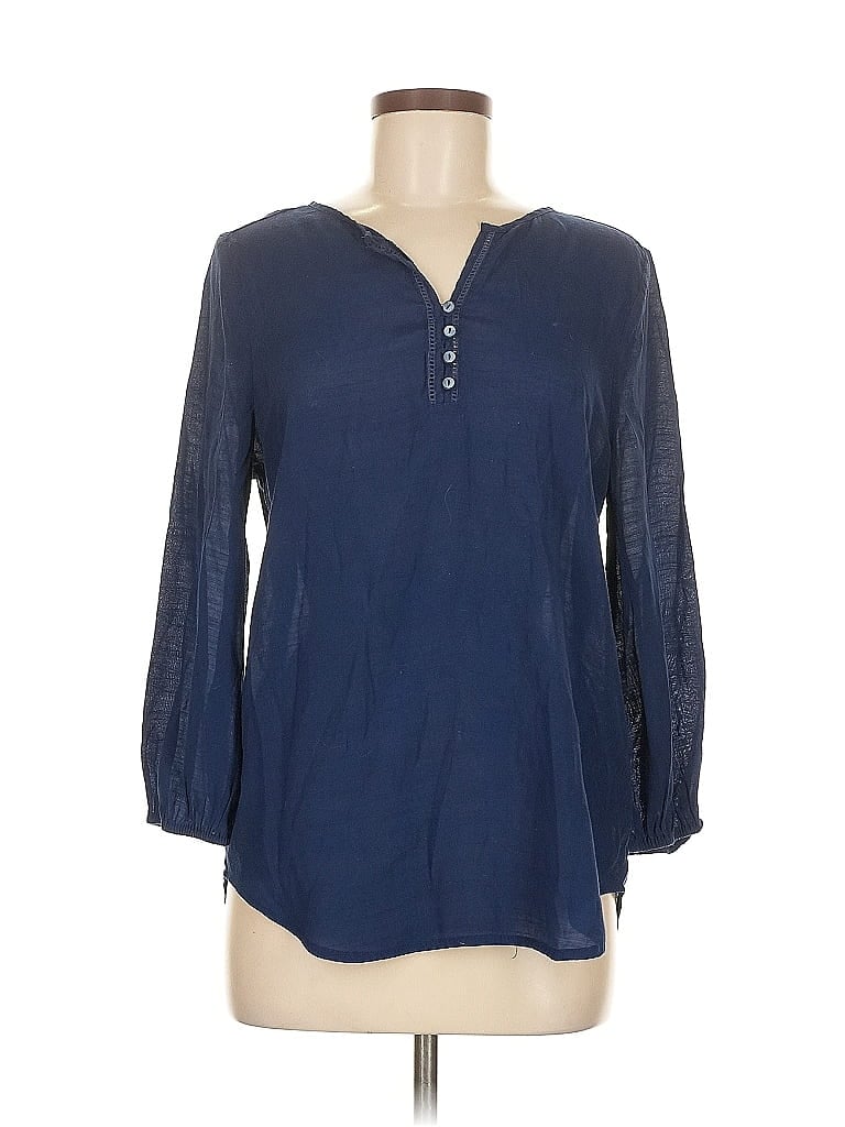 Pre-owned Liz Claiborne 3/4 Sleeve Blouse In Blue