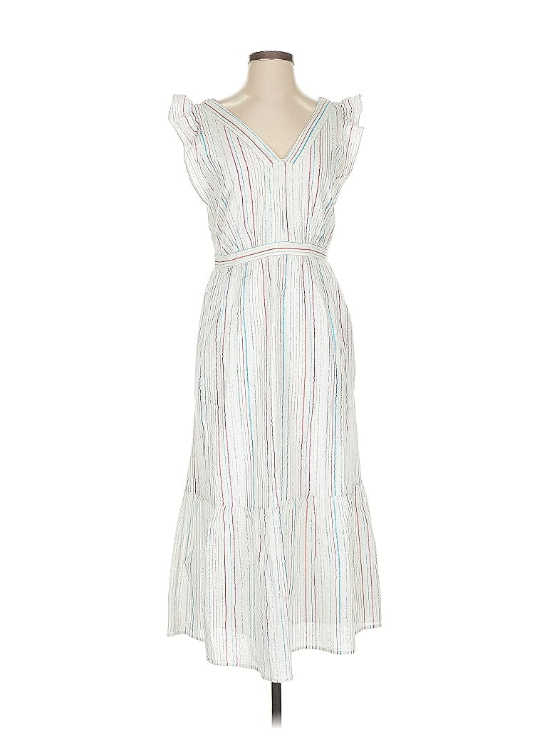 Ann Taylor LOFT Stripes White Casual Dress Size 2 - photo 1
