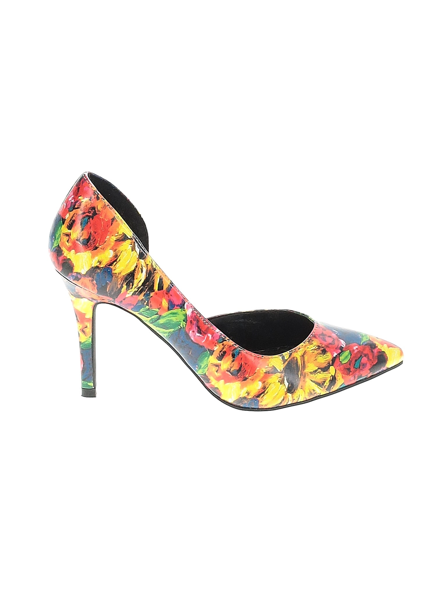 Brash Floral Yellow Heels Size 6 1/2